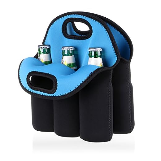 Hipiwe 6 Pack Bottle Can Carrier Tote Insulated Neoprene Baby Bottle Cooler Bag Water Beer Bottle Holder for Travel with Secure Carry Handle