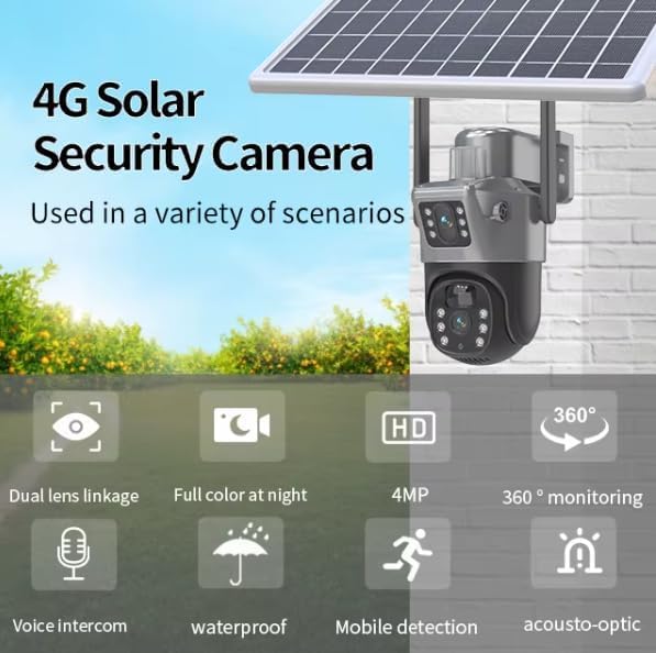 Image of DDLC 6MP Dual Lens Solar Powered Security Camera Outdoor | 360 PTZ WiFi CCTV Camera | Color Night Vision | Motion Detection | Two Way Audio & Mobile App V380 Pro (New Dual Lens Solar)