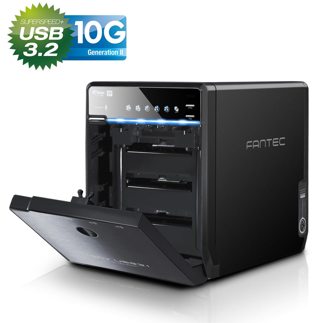 FANTEC QB-35U31 Boîtier pour le montage de 4 disques durs de 3.5" (8.89 cm). port USB 3.1- transfert de données 10 Go/s- ventilateur interne de 80 mm- protocole UASP- noir
