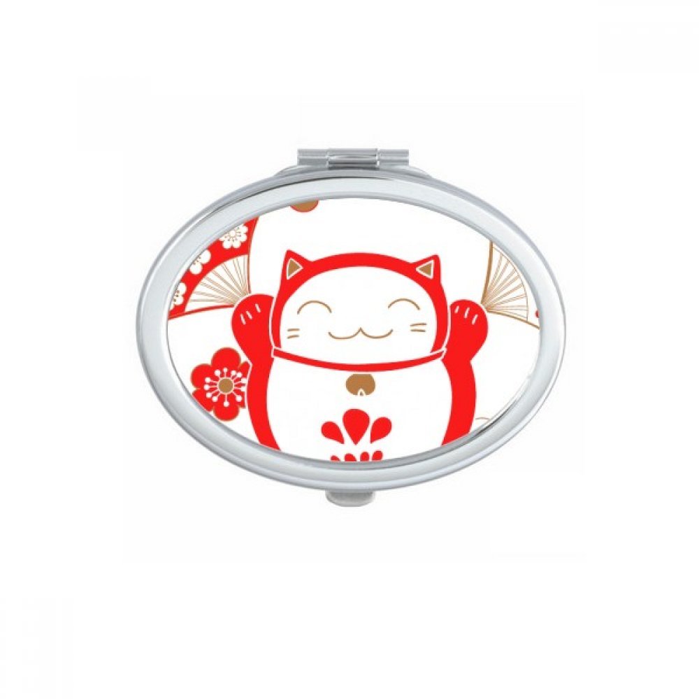 Miroir de poche compact et ovale chat de la fortune format portable pour retouches maquillage