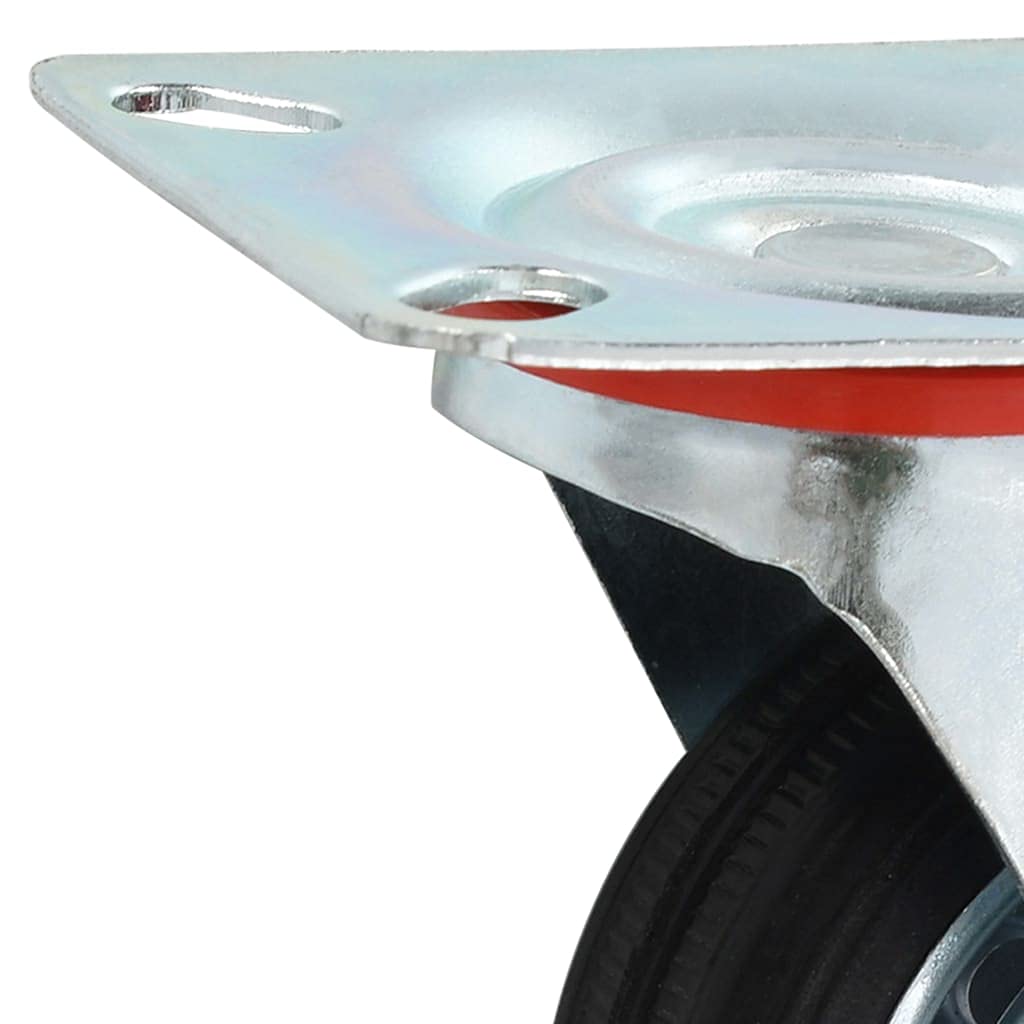 Ruote girevoli 4 pezzi 75 mm in gomma e ferro con rivestimento in zinco, piastra 81 x 67 mm, 50 kg per ruote, per banco da lavoro, carrello di trasporto, logistica di magazzino e officina