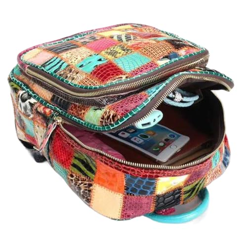Mini Shiny Multi-color Backpack for Women Leather Daypack Colorful Spliced Shoulder Bag Christmas Travel Rucksack4