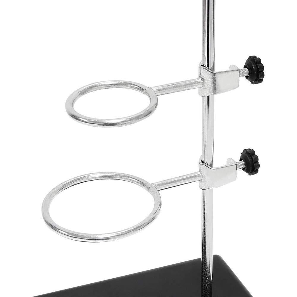 Set supporto da laboratorio con pinza per buretta e 2 pinze ad anello, asta in acciaio inossidabile, 20/16 pollici, per esperimenti di chimica e fisica(50 CM/20")