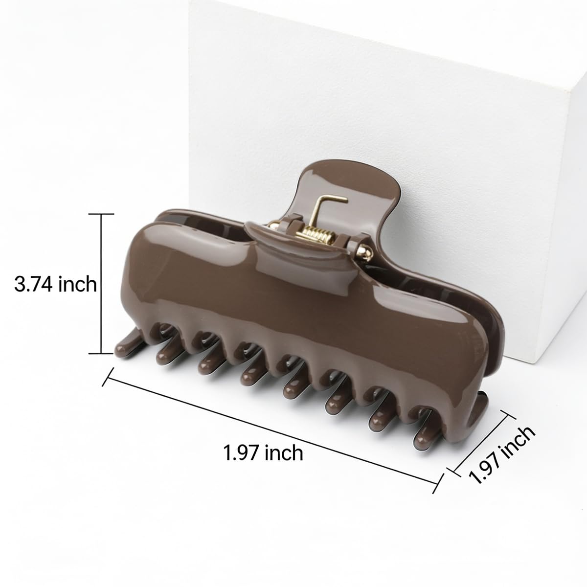 Haarklammer für dickes Haar, 9,4 cm, koreanische Version, starker Halt, rutschfest, Acryl, Hai-Haarschmuck, verschiedene Farben, niedliche Haarspange für Damen, Braun