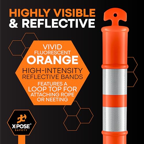 Image of Xpose Safety 45 inch Orange Delineator Posts with Base, Half Pallet 48-Pack