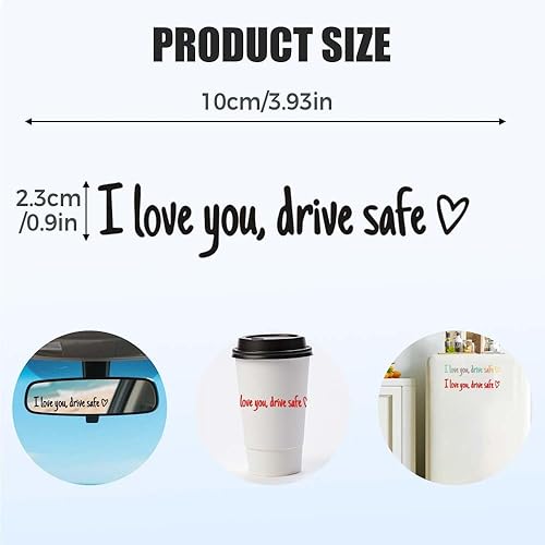 Miniatura 3 de Calcomanía de espejo con texto en inglés "I Love You Drive Safe" para ventana de automóvil, bonita calcomanía para parabrisas de visión trasera,