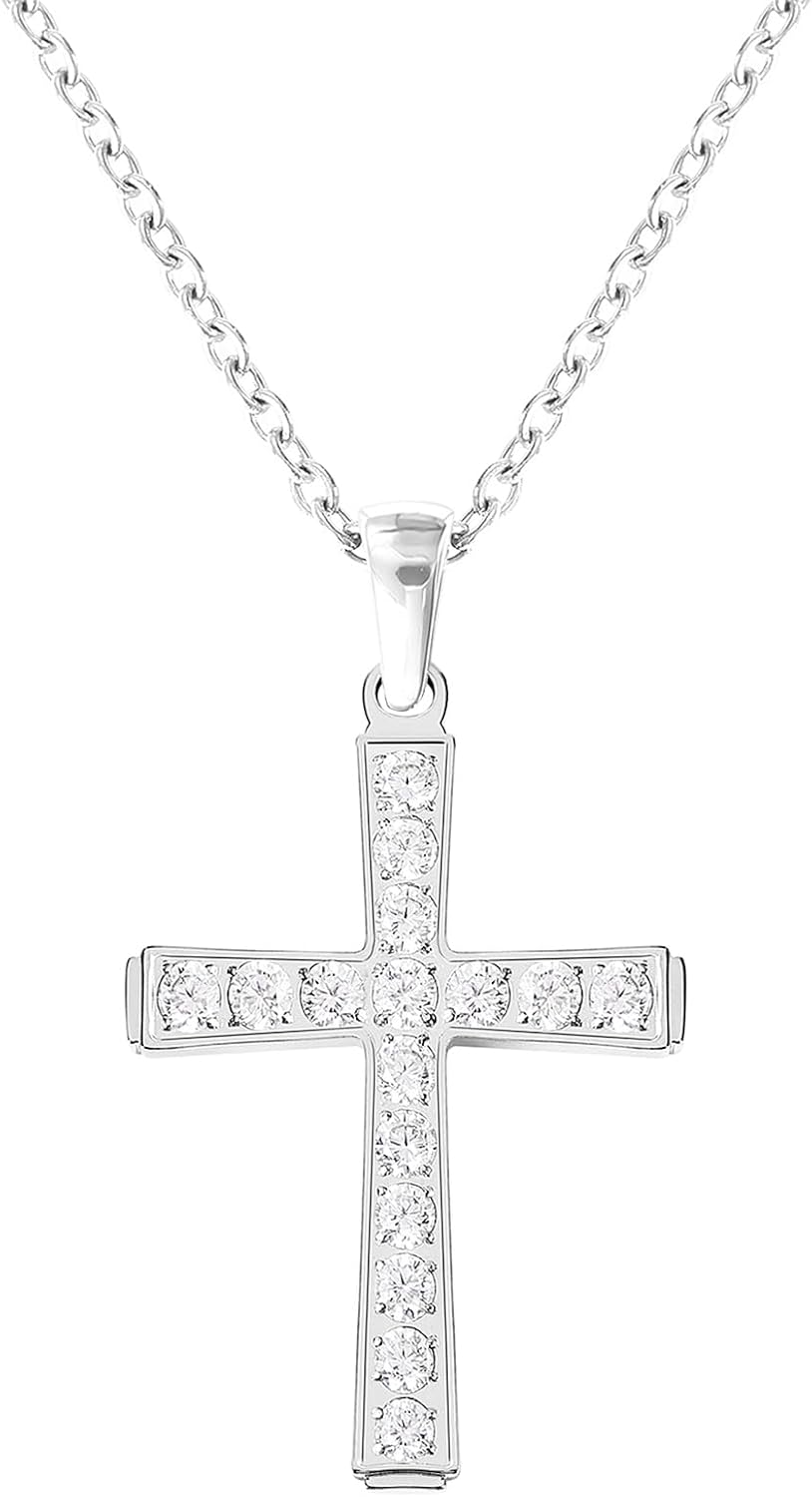 Gold Cross Necklace for Women Diamond Necklace for Women Sparkling Cubic Zirconia Pendant 18K Gold Plated Cross Pendant Religious Jewelry with Diamond Birthday Gift Christian Gifts for Her