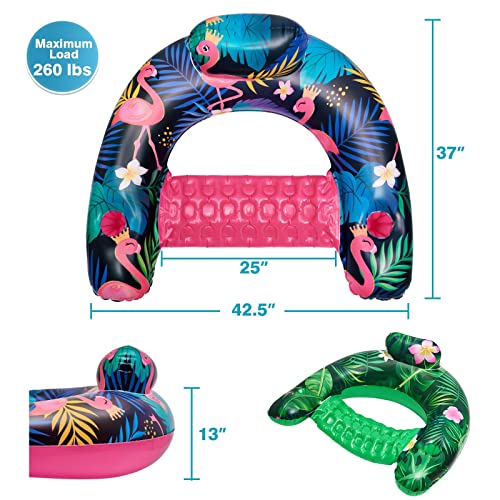 Inflatable Pool Float Chair - 2 Pack U-Seat Swimming Pool Float Lounges With Cup Holder Backrest Portable Water Hammock Chair Pool Party Toy Floaties Beach Floaty For Adult #TOP1