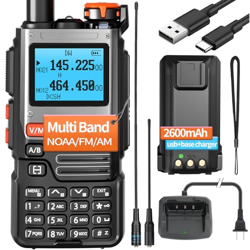 Ham Radio BaoFeng Radio Handheld Long Range Walkie Talkies for Adults 2600mAh Rechargeable NOAA Weather Receiver 5RM K5 Two Way Radio with Earpiece,USB-C Charger for Hunting Camping Survival Gear