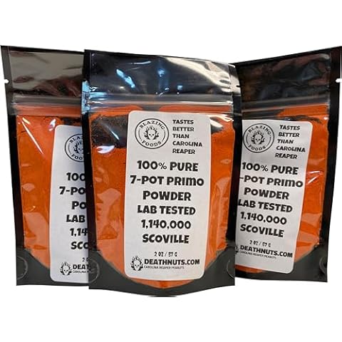 Blazing Foods 7-Pot Primo Pepper Powder 100% Pure. Tastes better than Carolina Reaper with similar heat Cover