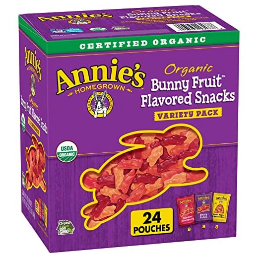Annie's Organic Bunny Fruit Snacks, Gluten Free, Variety Pack, 24 Pouches