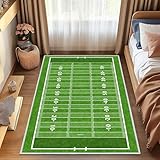 Green Area Rug 4x6,Football Field American Sports Green Lawn Sport Game Team Competition,Ultra-Thin Washable Throw Carpet Indoor Non Slip Accent Floor Carpets for Bedroom,Living Room,Dining Room