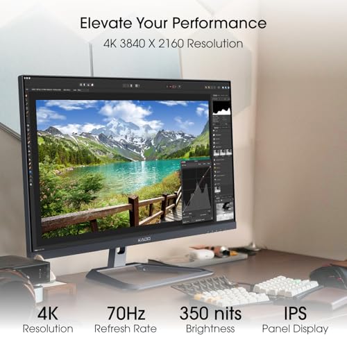 Image of Kado 2-Pack Dual 27 inch 4K 70Hz UHD 3840x2160 Flat Screen Computer Monitor | DisplayPort HDMI Dual Monitor Setup, VESA Mount Office Gaming Hybrid Built-in Speakers, Panoramic Display Multi-tasking