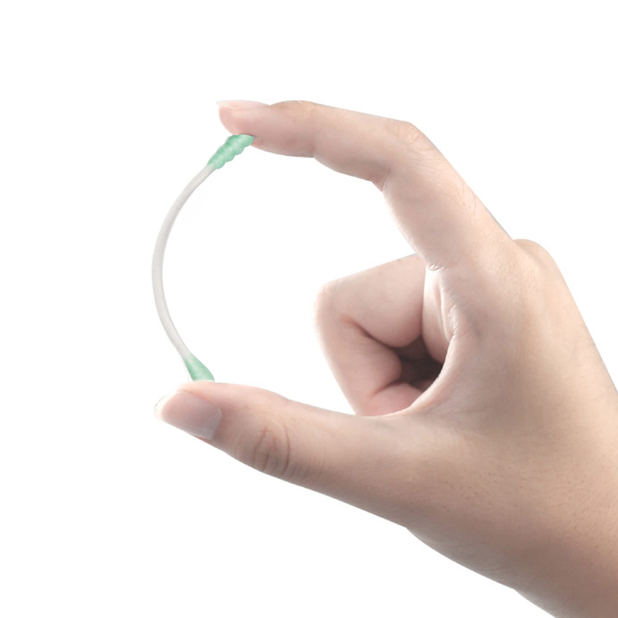 Hisopos de algodón verde en espiral, 400 bastoncillos de algodón orgánico de doble cara envueltos herméticamente, palo de papel suave, sin pelusas, sin crueldad, redondo y espiral (verde)