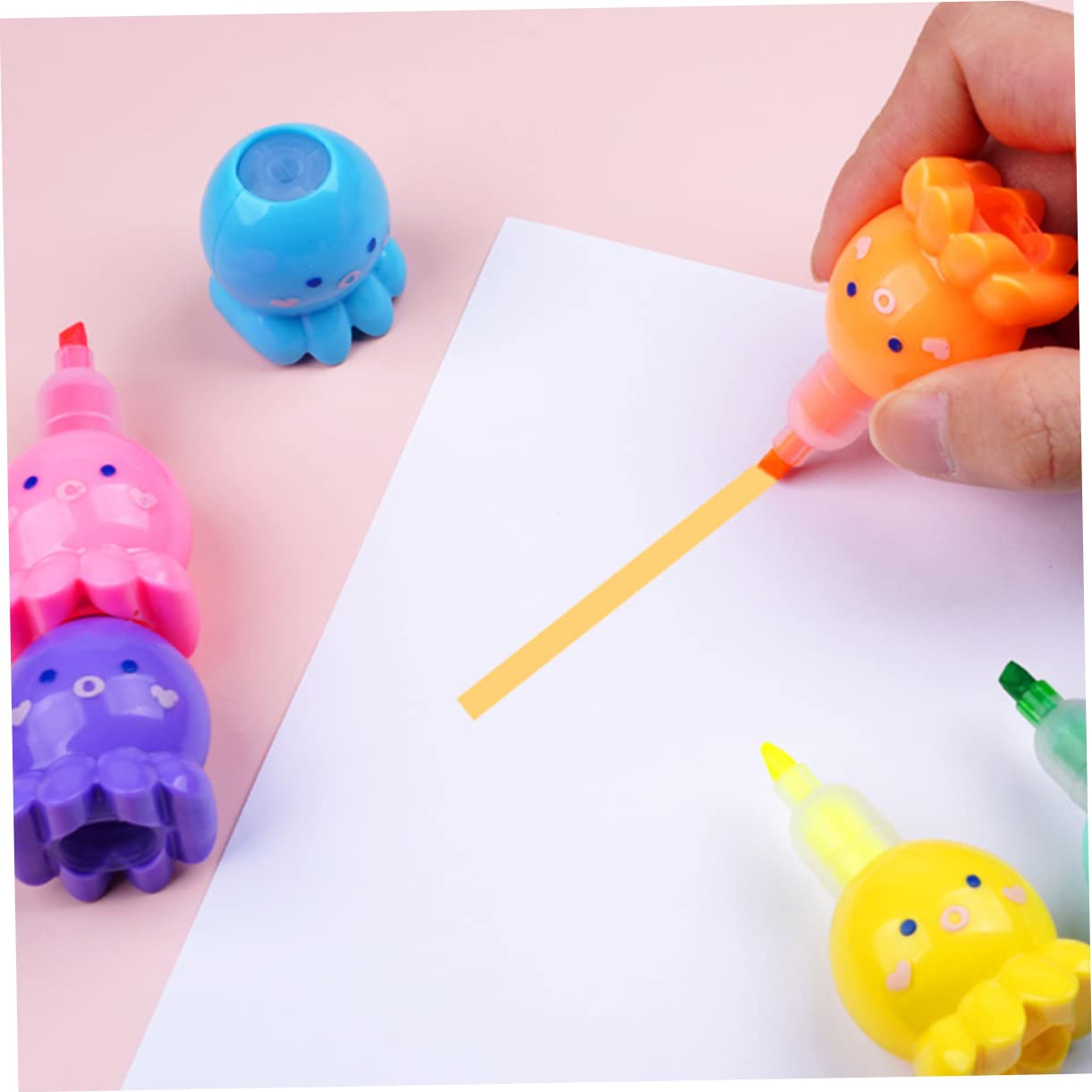 SHINEOFI Evidenziatori a Forma di Polpo 18 Pezzi, 6 Colori, Plastica Leggera, per Scuola e Cartoline Fai da Te, per Scrivere e Disegnare