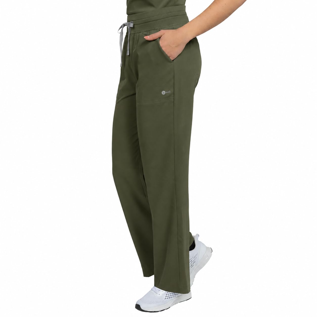 B-well Aurelia Pantalon médical droit, antimicrobien, anti-odeur, infroissable, 6 poches et taille réglable