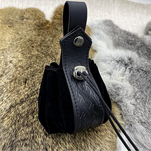 HiiFeuer Medieval Faux Leather Drawstring Pouch, Retro Nordic Portable Coin Purse - Image 3