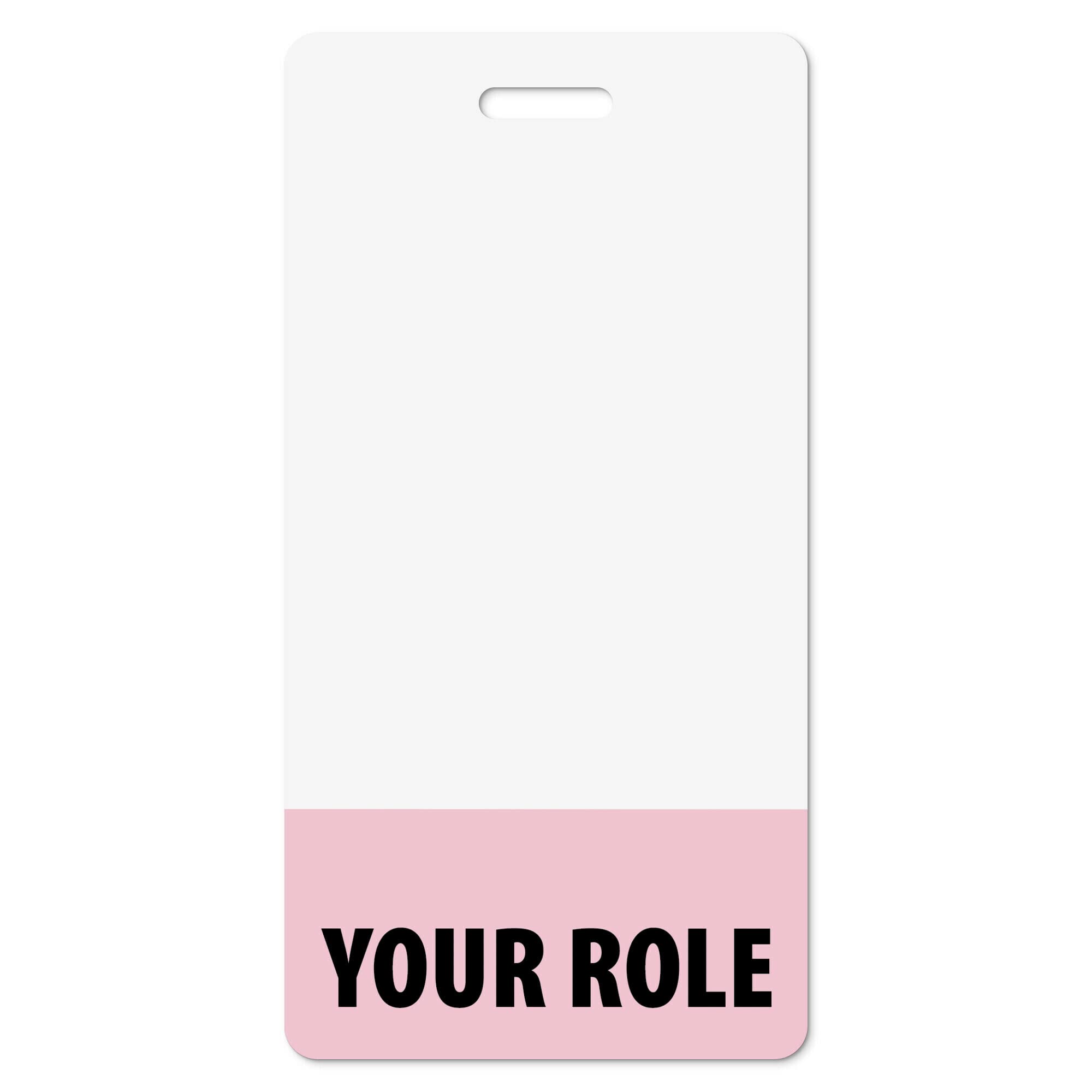 Custom Badge Buddy - in Baby Pink Color - Vertical - Double Sided Backer Card - Durable and Water Resistant Ideal for Teachers, Nurses, Doctors, and