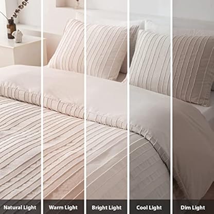 Nyescasa Beige Bettwäsche 135x200 cm Boho Getuftet Gestreift Streifen Wendebettwäsche Set Mädchen Bohemian Mikrofaser Bettbezug mit Reißverschluss und Kissenbezug 80x80 cm – Bild 5
