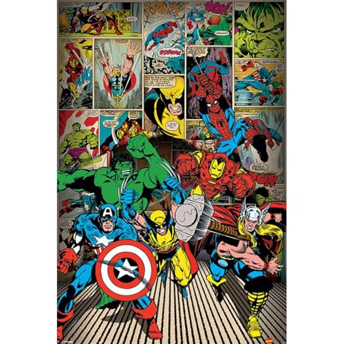 Marvel Pyramid International Comics (Here Come The Heroes) - Póster (tamaño único, 61 x 91 cm)