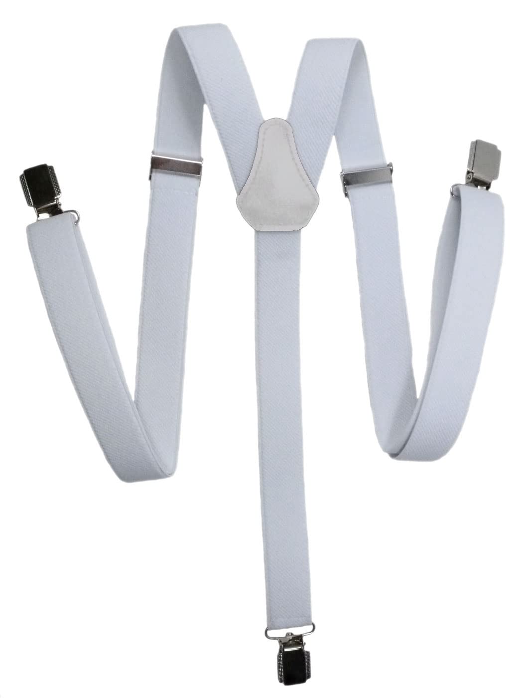 Unisex Skinny Style fully adjustable Clip on Braces/Suspenders, 2.5cm - White