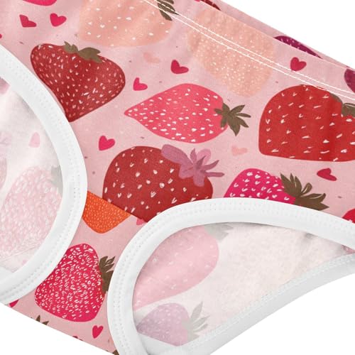 Wusikd Strawberries Girls' Underwear Cotton Hearts Girls Briefs Soft Toddler Underwear 2T4