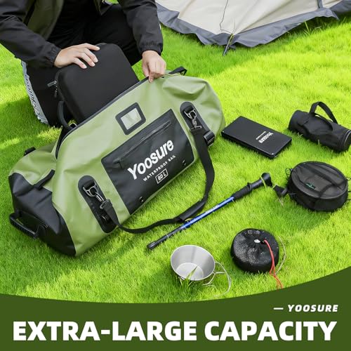 Image of 80 lt Waterproof Duffel Bag Motorcycle Dry Bag Backpack, Waterproof Zippered Bags with Backpack Spacer Pad for Kayaking Rafting Boating Canoeing Camping Paddle Beach (Black)