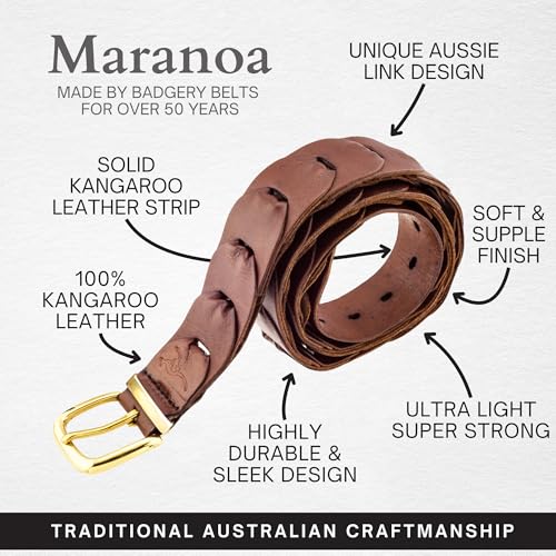 Kangaroo Linked Leather Belt - Maranoa - 1" 17/64 in Wide - Alloy Buckle3