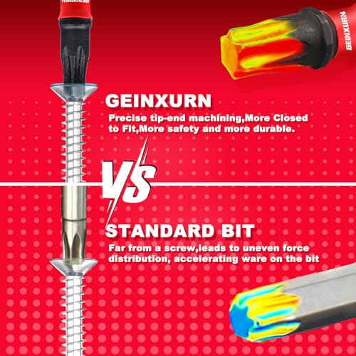 Geinxurn 30 Pieces T10 Impact Tough Magnetic Screwdriver Bit Set, 2 In. #10 Torx Head Power Bit Set, S2 Alloy Steel T10 Star Bit Set by GEINXURN - Used condition - Image 7