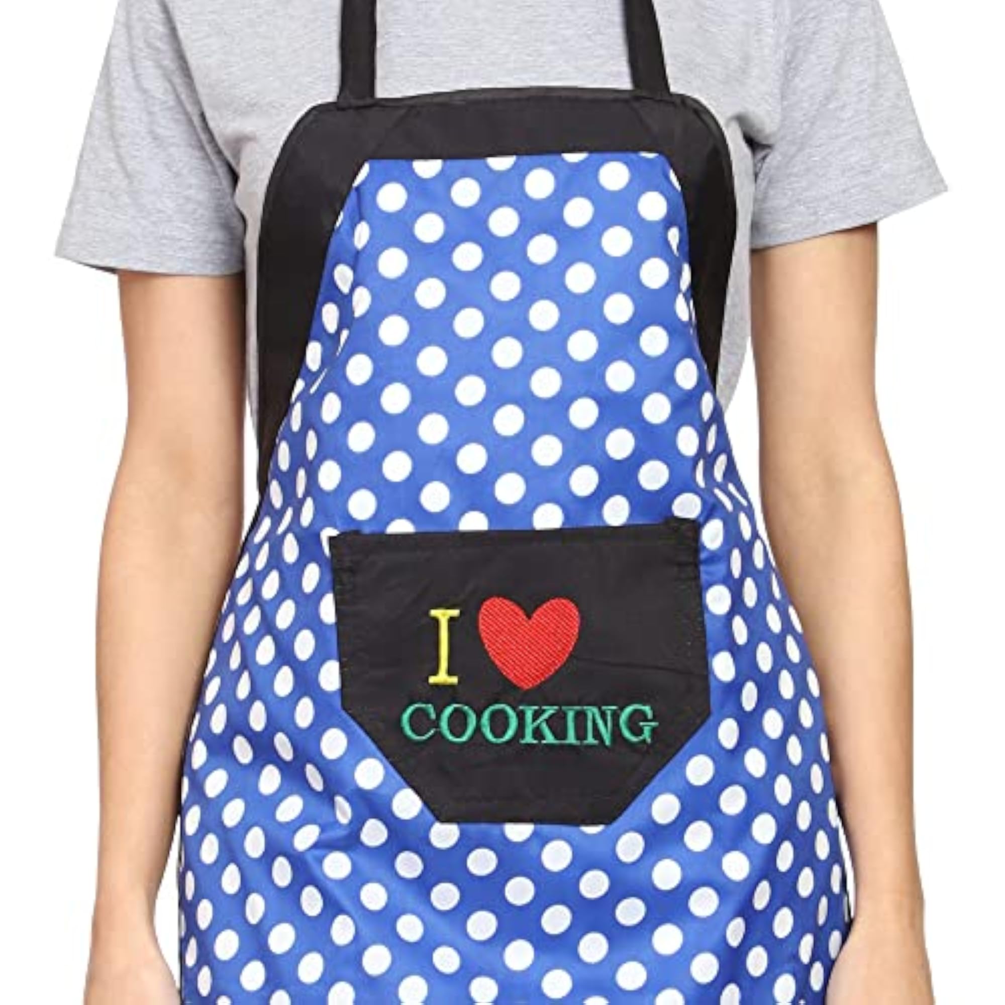 Women's Polka Dot Waterproof Kitchen Apron with Pockets