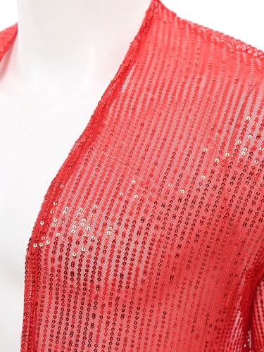 Men's Sequin Ruffle Shawl Collar Cardigan Open Front Lightweight Drape Cape Overcoat3