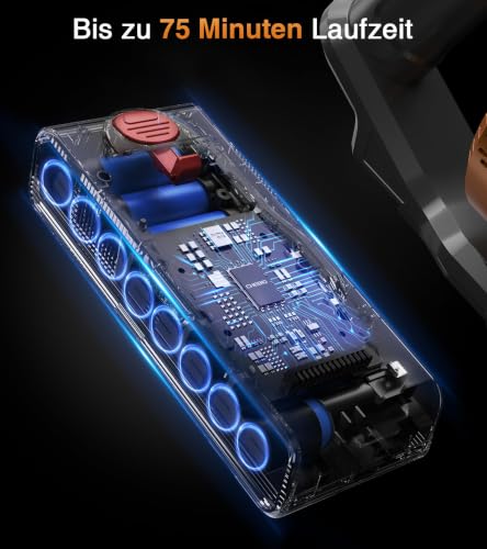 Staubsauger Kabellos 50KPA/600W/75Mins, 1.8L Akku Staubsauger mit LED-Display&Anti-Tangle-Bürste, Selbststehend… – Ansicht 3
