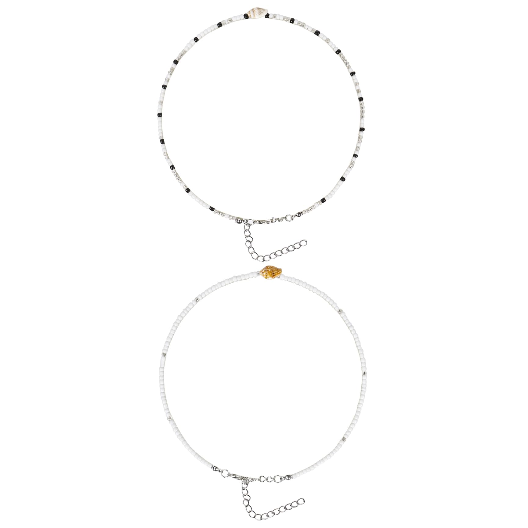 Qaziuy 2 gargantillas bohemias naturales, collar de perlas cortas, collar de conchas de color blanco, joyas de playa para mujeres y niñas