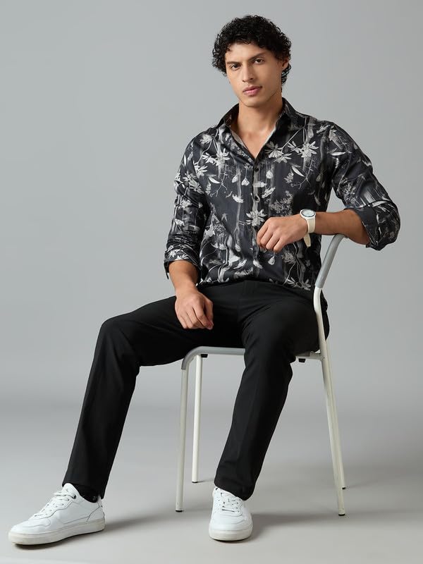 Image of Men's Printed Regular Fit Full Sleeves Cotton Formal Shirt