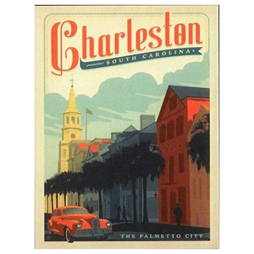 LINQWkk Charleston SC South Carolina The Palmetto City Colorful Travel Poster Style Novelty Coffee Poster Metal Tin Signs Retro Plate Desserts Shop Cafe Decor Farmhouse Sign Living Room Decor 8"x12"