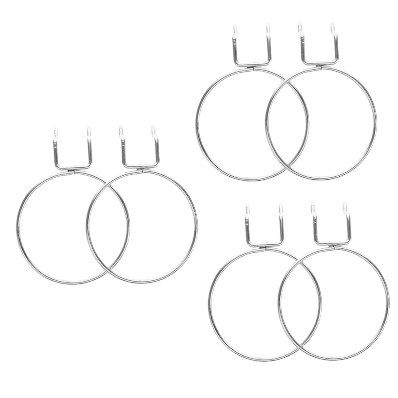 MUCKLILY 3sets Pegboard Organizers Steel Ring Hooks Wall Mount Hooks Pegboard Ring for Cup Storage 2pcs*3