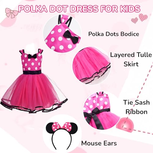 Kid Girls Polka Dots Princess Dress Toddler Ballet Dresses with Headband3