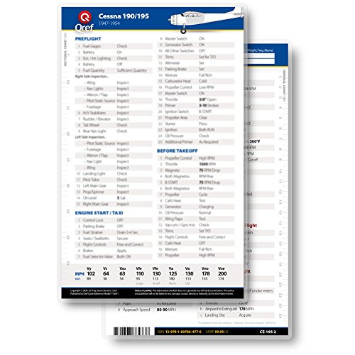 Cessna 195 Qref Checklist Card