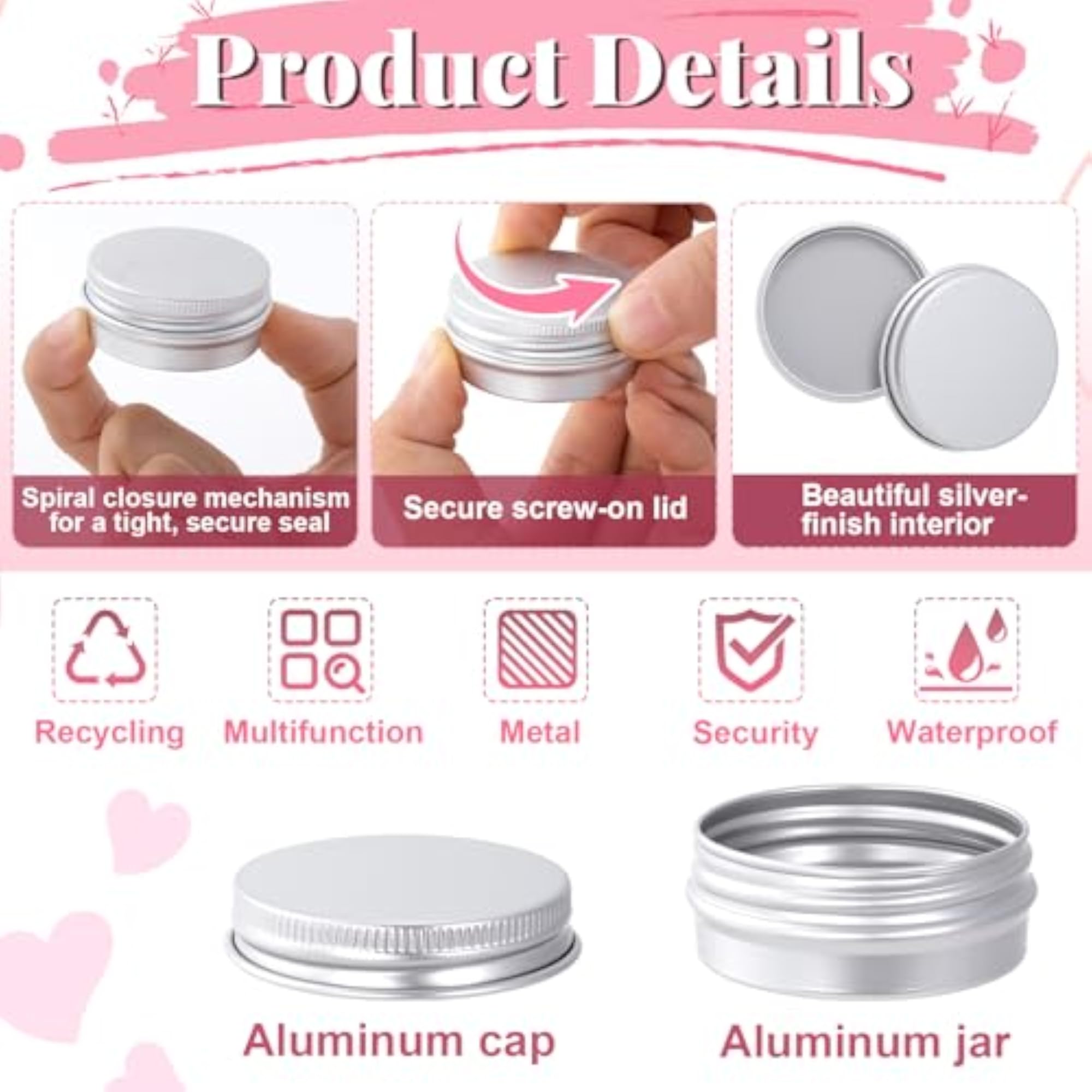 6 Pack Small Aluminum Tin Cans for Travel Salve