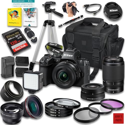 Image of Nikon Z50 II Mirrorless Camera with Z DX 16-50mm f/3.5-6.3 VR and 50-250mm f/4.5-6.3 VR Lens + 128 GB Memory + Extra Battery + Camera Case + Tripod + More (30pc Bundle) (Renewed)