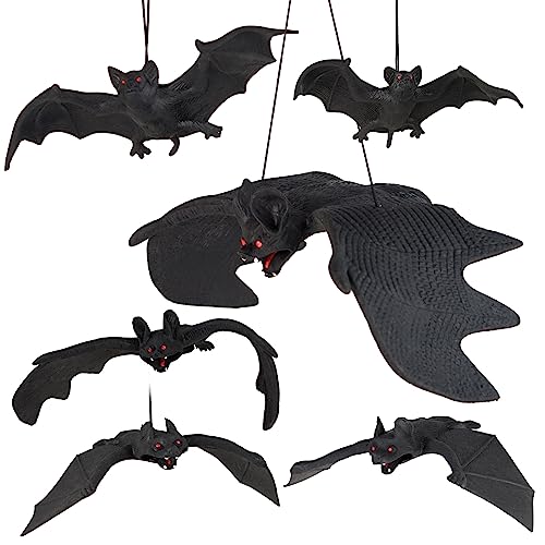 JOYSAL Halloween Deko Set, 6 Stück Hängende 3D Fledermaus Deko für Erwachsene und Kinder Halloween Party, Gruselig, Horror