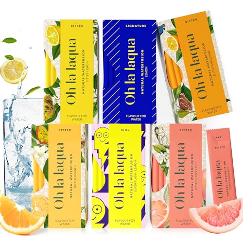 Oh la laqua - Citrus Amore - 6 zitronige Aromen - Für Wasser mit Geschmack - Ohne Zucker - 60 Sticks - Für 30l Infused Water - 100% Natürlich - Vegan