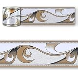 YIFU LIFE F020 Peel and Stick Wallpaper Border Modern Abstract, Brown/White Removable Self Adhesive