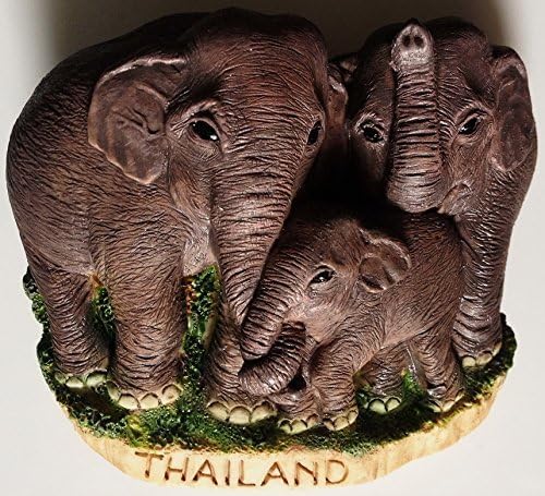 WitnyStore Tiny Elephant Family, Thailand Southeast Asia Tourist Attractions Resin Refrigerator Magnet Traveler Souvenir 3D Fridge Magnets