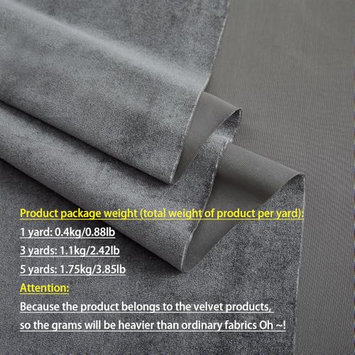 Maimaisuan Grey Velvet Fabric By The Yard,1 Yard 60 Inch Wide Soft Stretchy Velvet Cloth For Upholstery Sofa Chair Cover,Diy Sewing,Costume,Craft,Curtain thumb #2