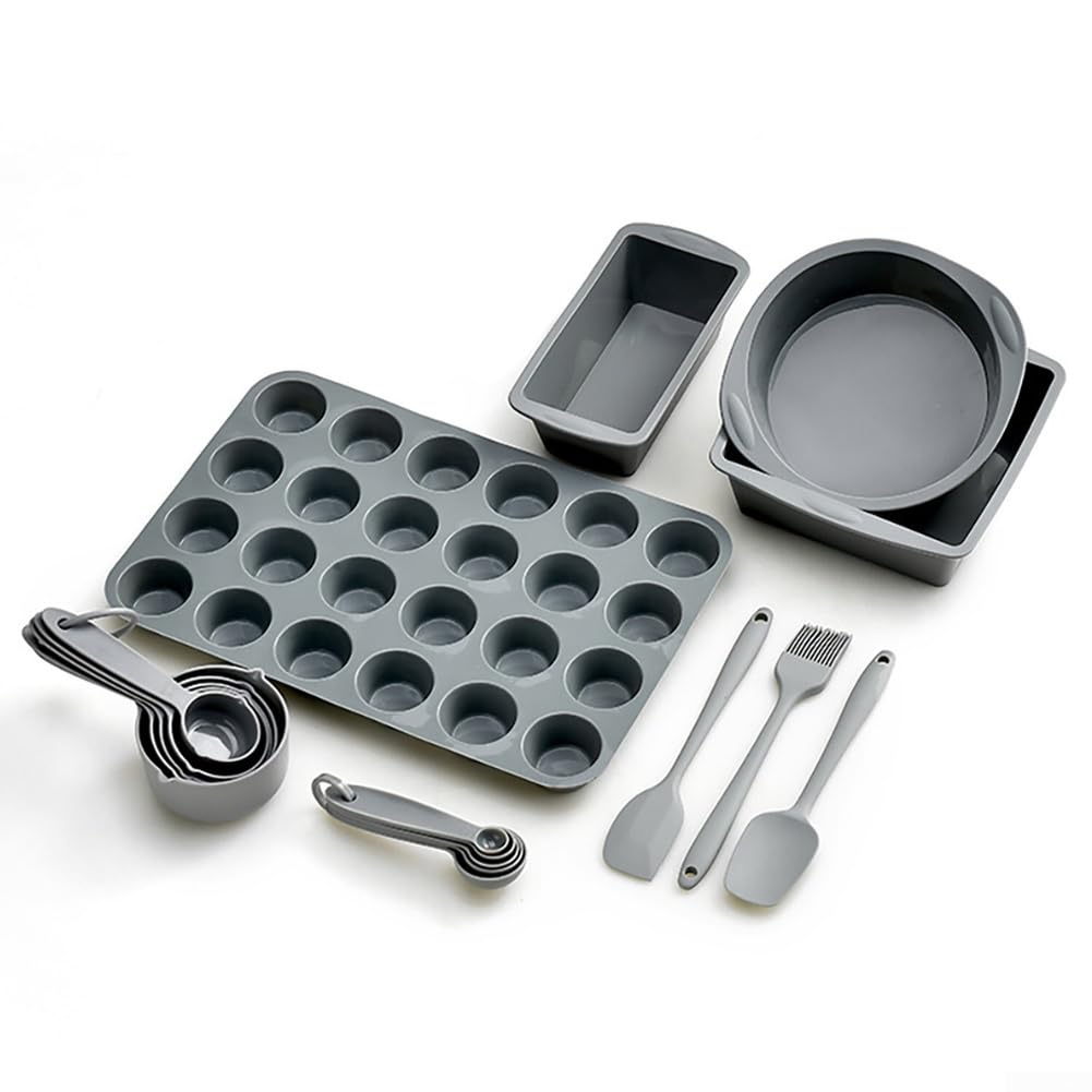 Moldes de silicona para repostería juego de 17 piezas para magdalenas y pan con accesorios
