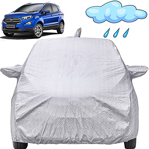 Image of Ecosport Waterproof Car Cover with Mirror & Antenna Pockets, Shinning Silver Design, Non Woven Fabric,Triple Stitched, Compatible with Ford Ecosport Car Cover (2013 to 2022), Car Accessories