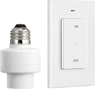DEWENWILS Remote Control Light Socket, Wireless Light Switch for Pull Chain Light Lamp Fixtures, 100FT Range, No Wiring Needed, ETL Listed(1 Wall Mounted Controller+1 Bulb Base, Shorter Version)