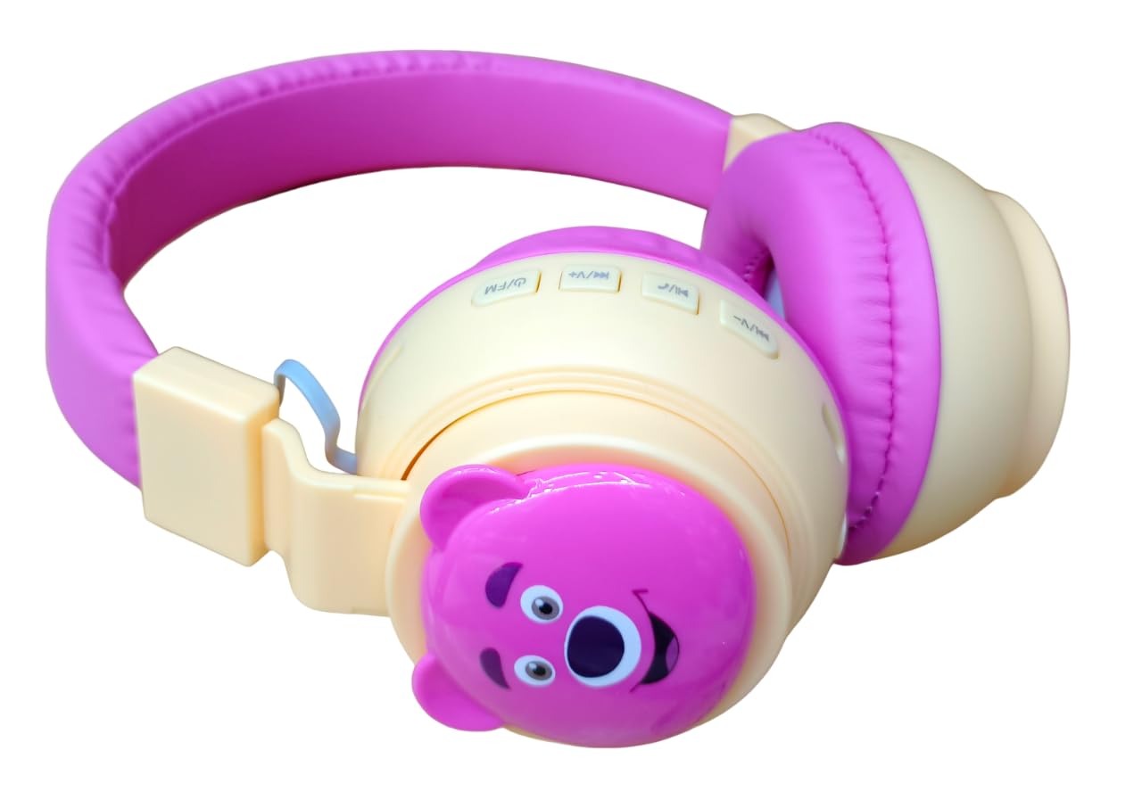 Latest Trendy Stylish Unicorn Horn & Sequence On-Ear Bluetooth Headphone Earphone Wireless with AUX Option, SD Card Slot for Kids (Teddy Pink)-image-41