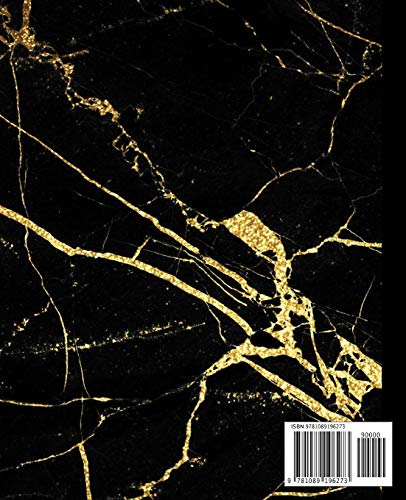Composition Notebook: Cracked Black Marble and Gold Inlay, Journal for Girls, Kids, School, Students and Teachers (College Ruled 7.5 x 9.25, 100 pages) image 4